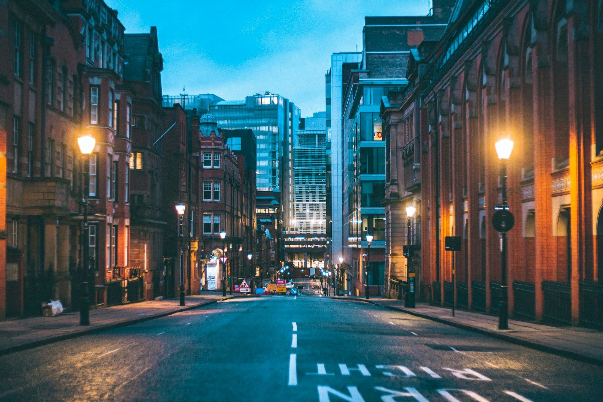 Birmingham city streets at night