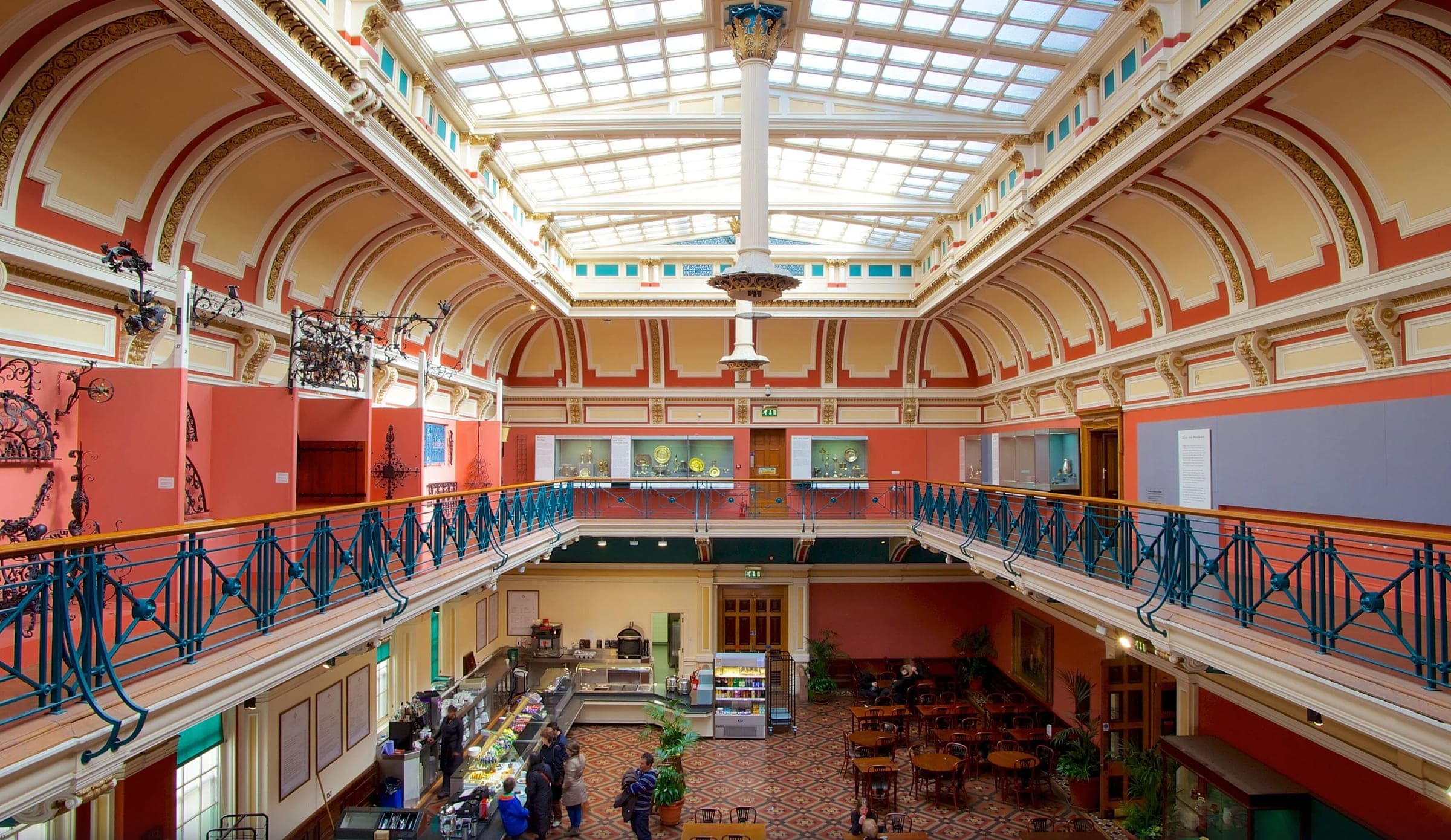 The glass-roofed gallery and tea room of Birmingham Museum and Art Gallery