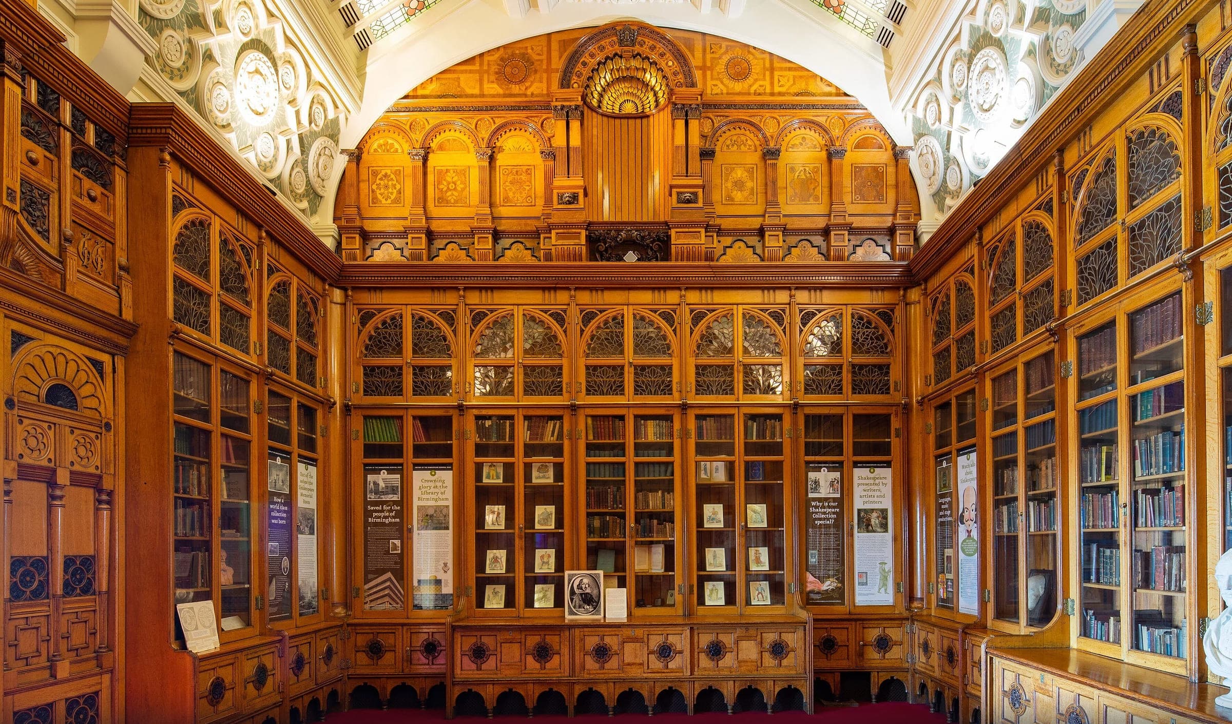 The carved wooden Shakespeare Memorial Room
