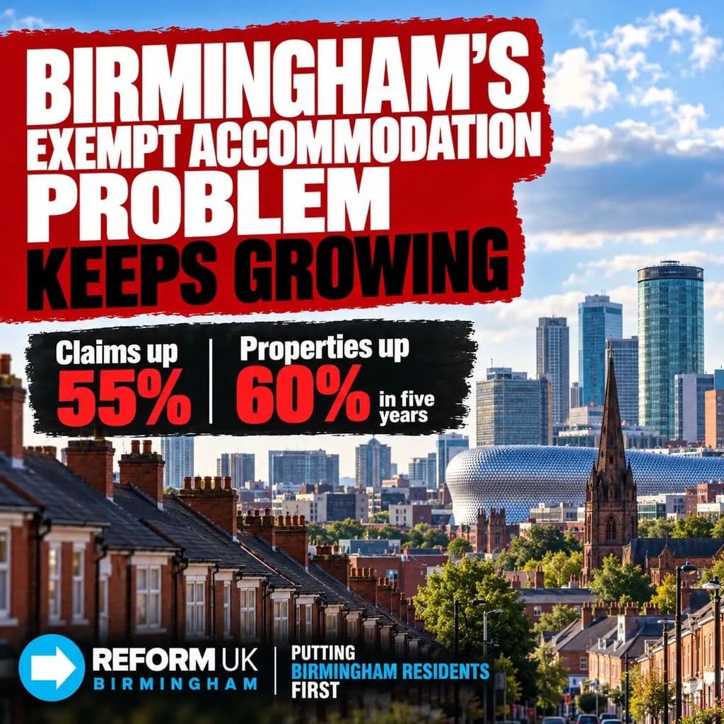 Birmingham’s exempt accommodation problem keeps growing — claims up 55%, properties up 60% in five years